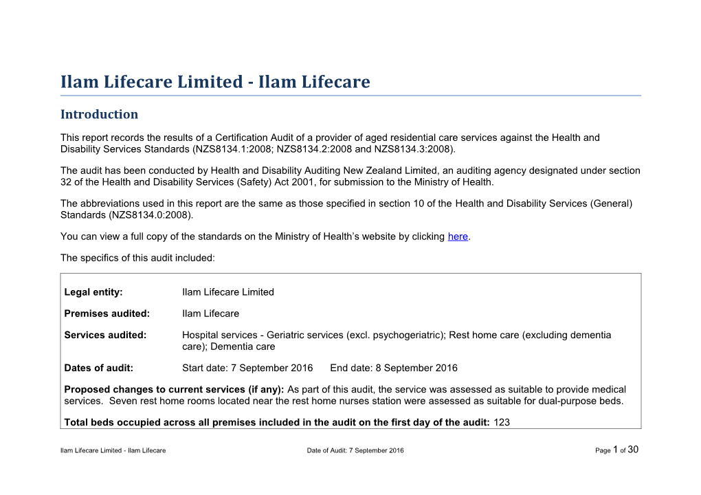 Ilam Lifecare Limited - Ilam Lifecare