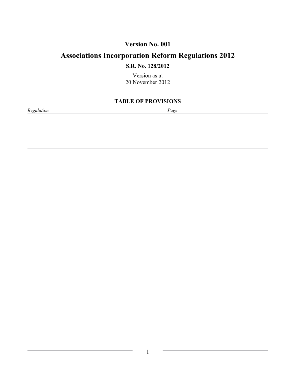 Associations Incorporation Reform Regulations 2012