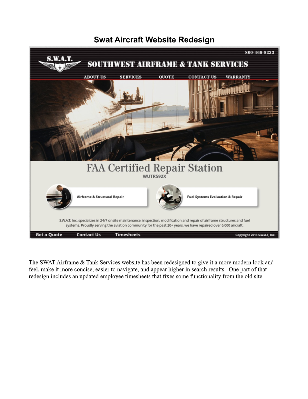Swat Aircraft Website Redesign
