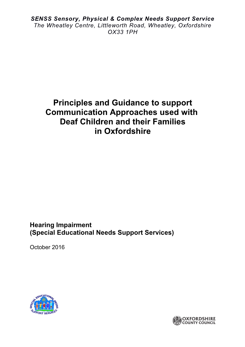 Principles and Guidance to Support