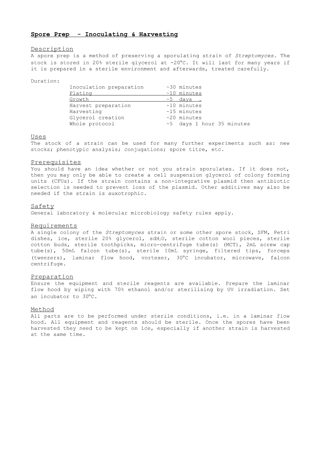 Spore Prep - Inoculating& Harvesting