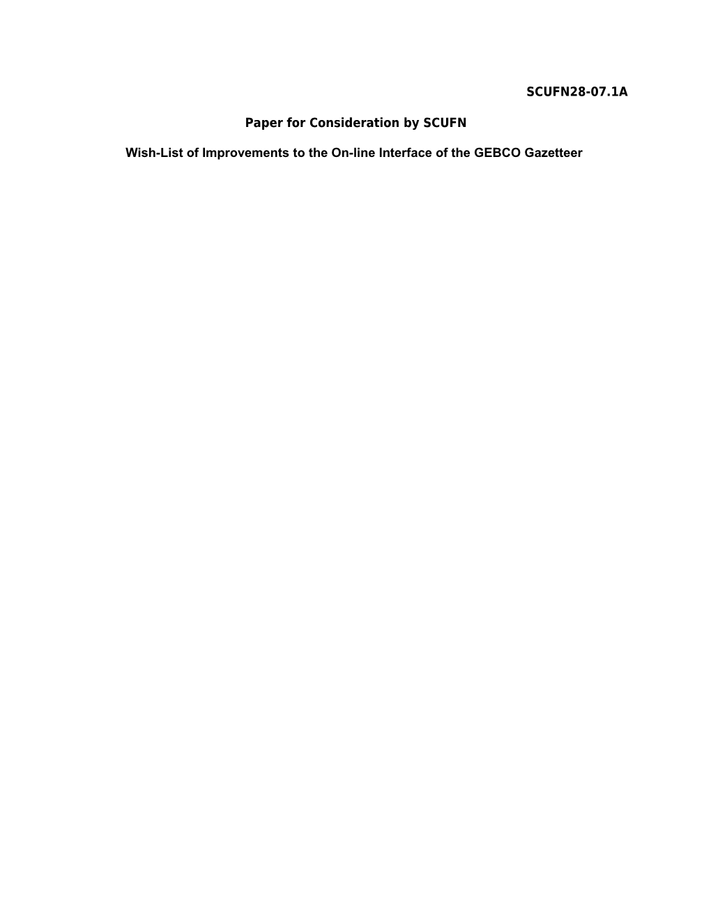 Paper for Consideration by SCUFN