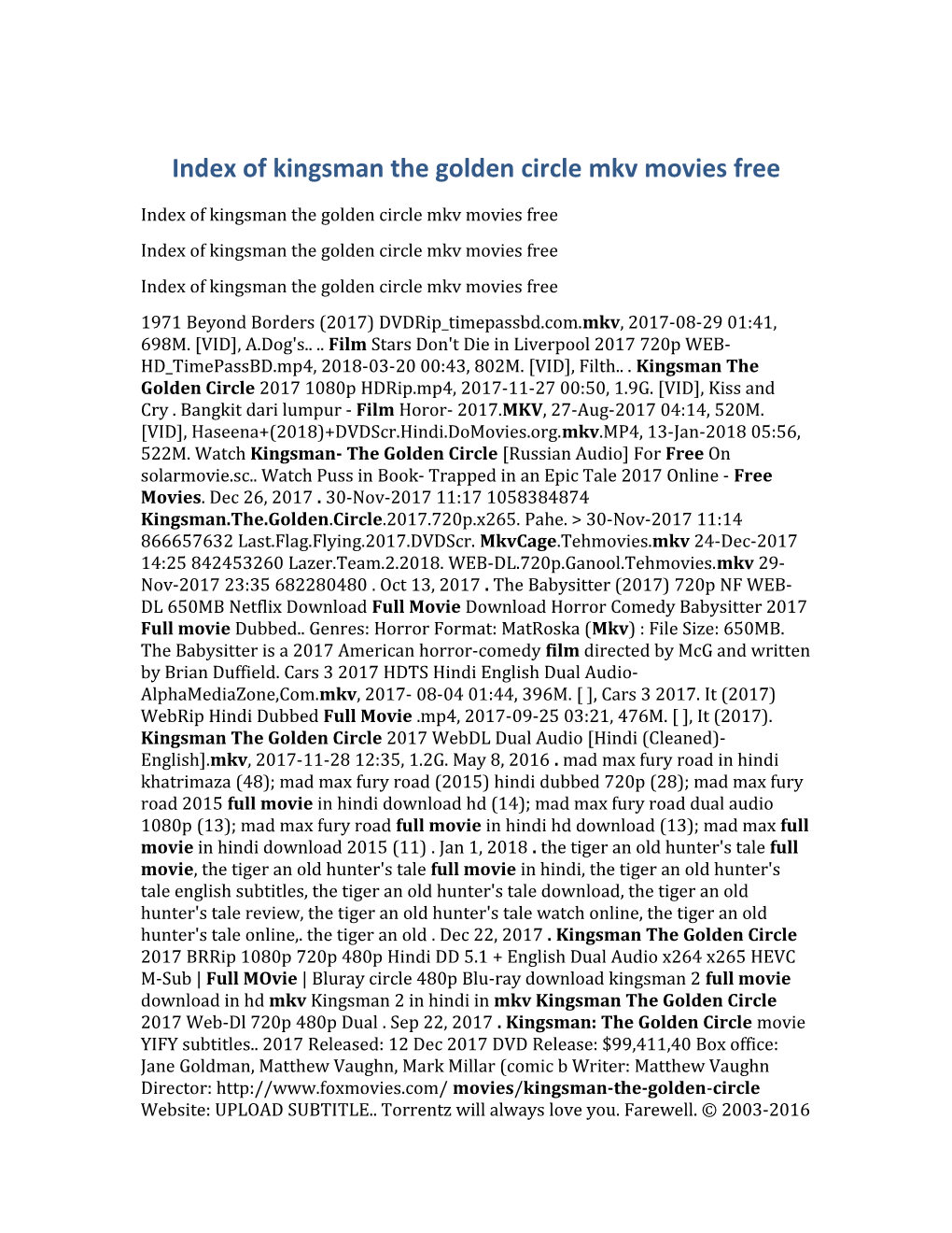 Index of Kingsman the Golden Circle Mkv Movies Free