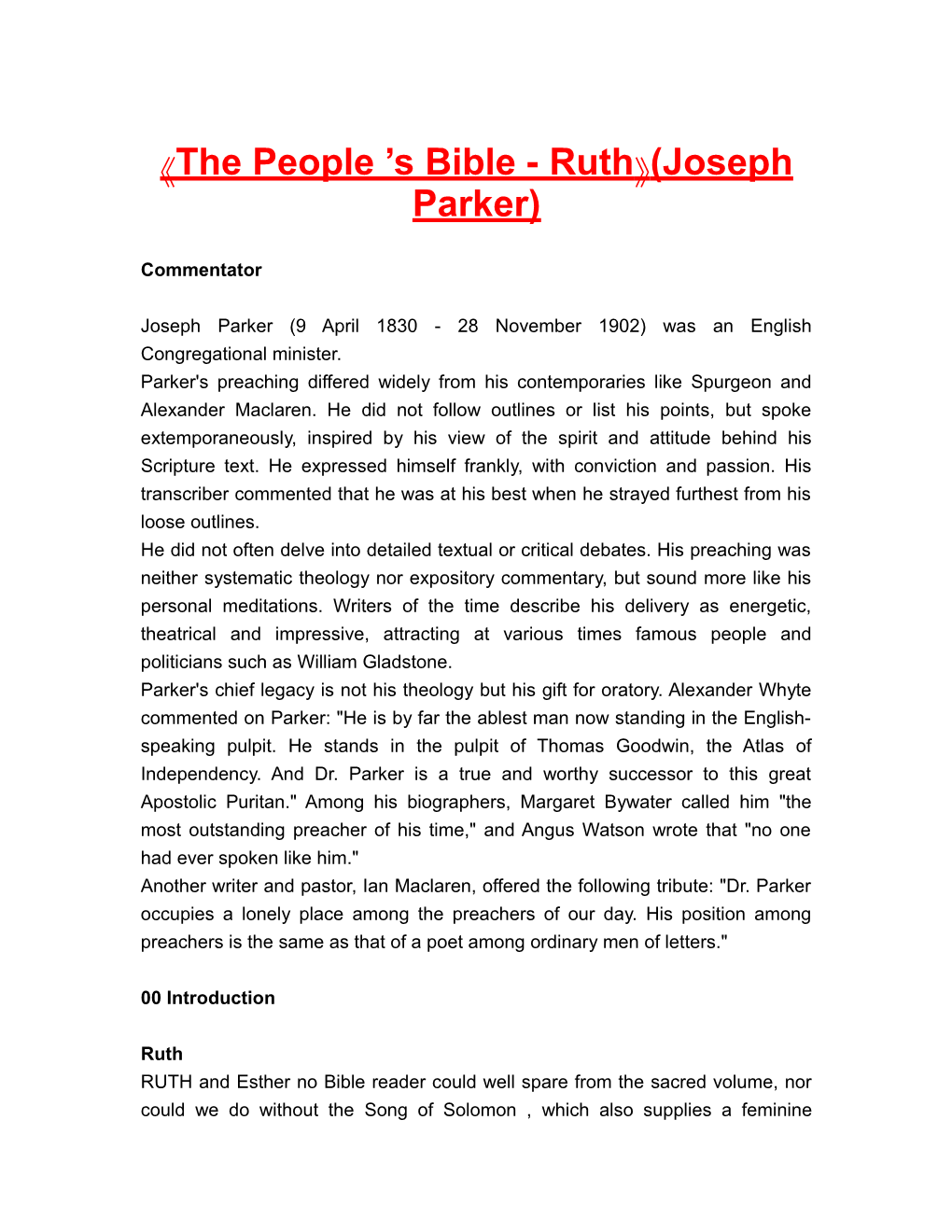 The People S Bible - Ruth (Josephparker)