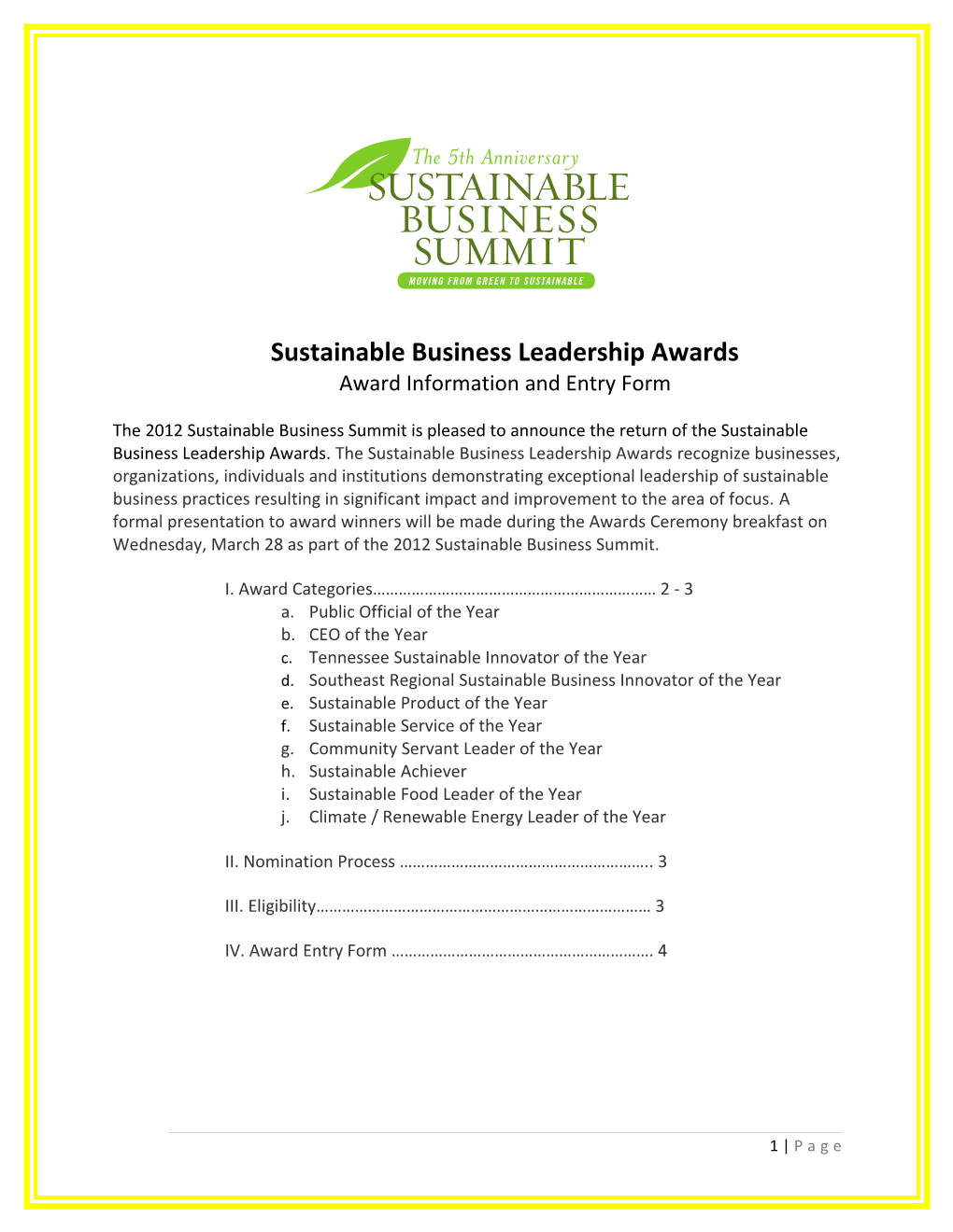 Sustainable Business Leadership Awards
