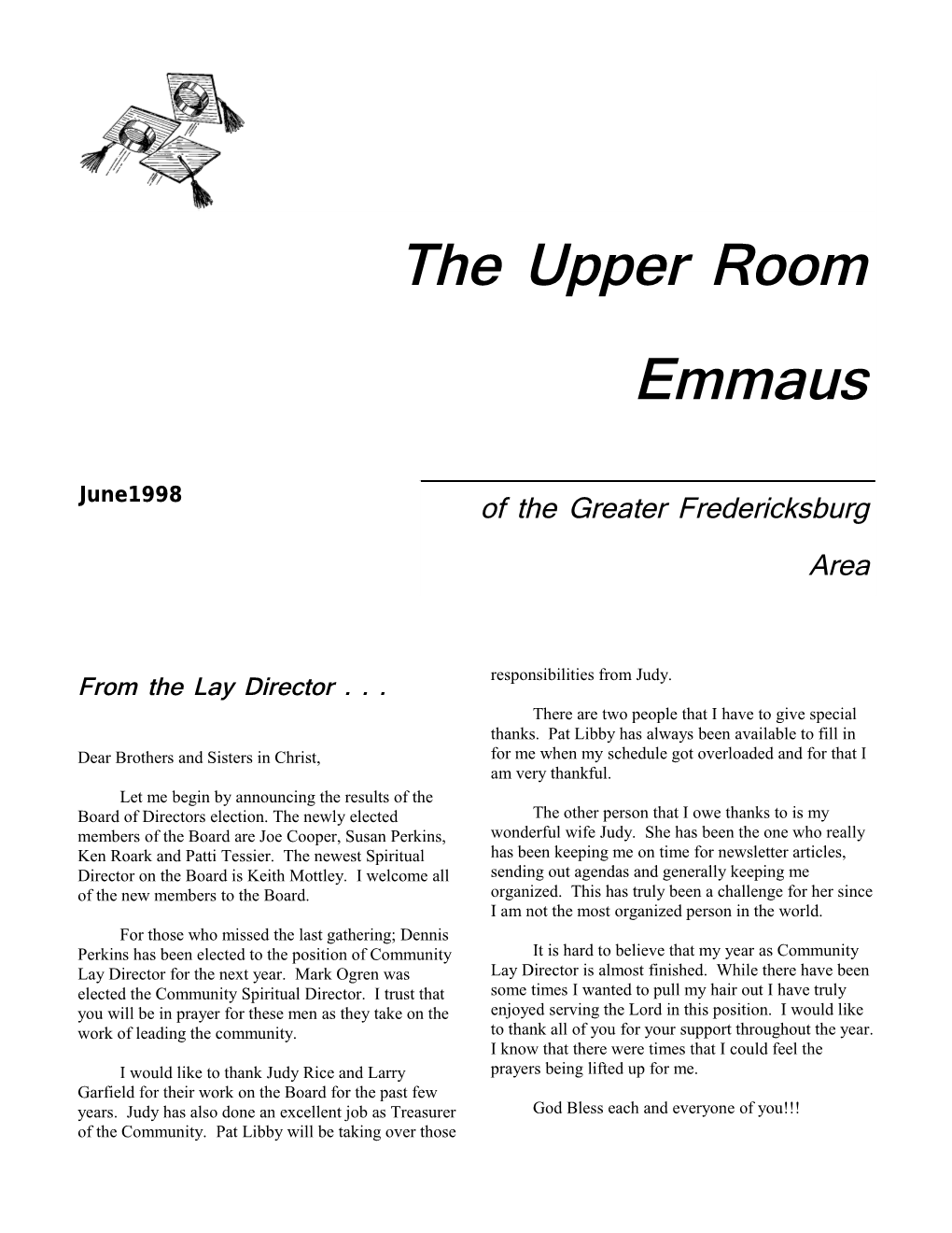 1 the Upper Room Emmausjune 1998