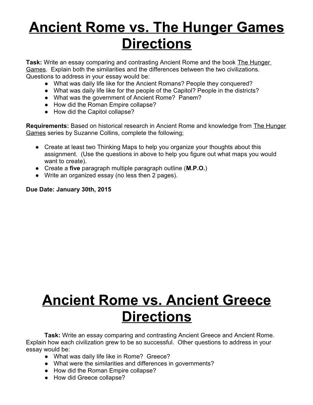 Ancient Rome Assignment