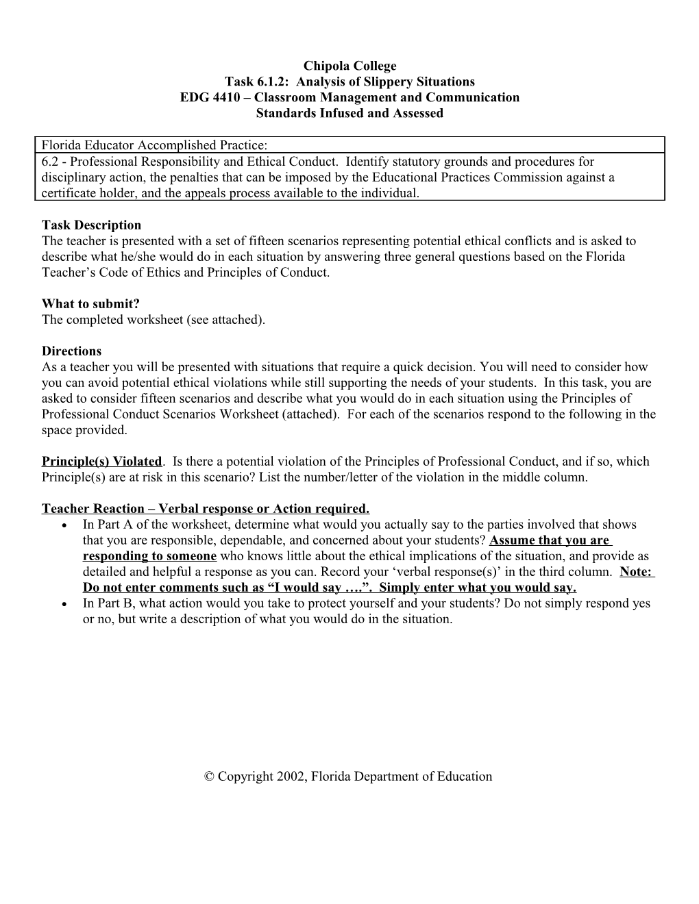 Ethics - Assessment System Product/Performance Tasks