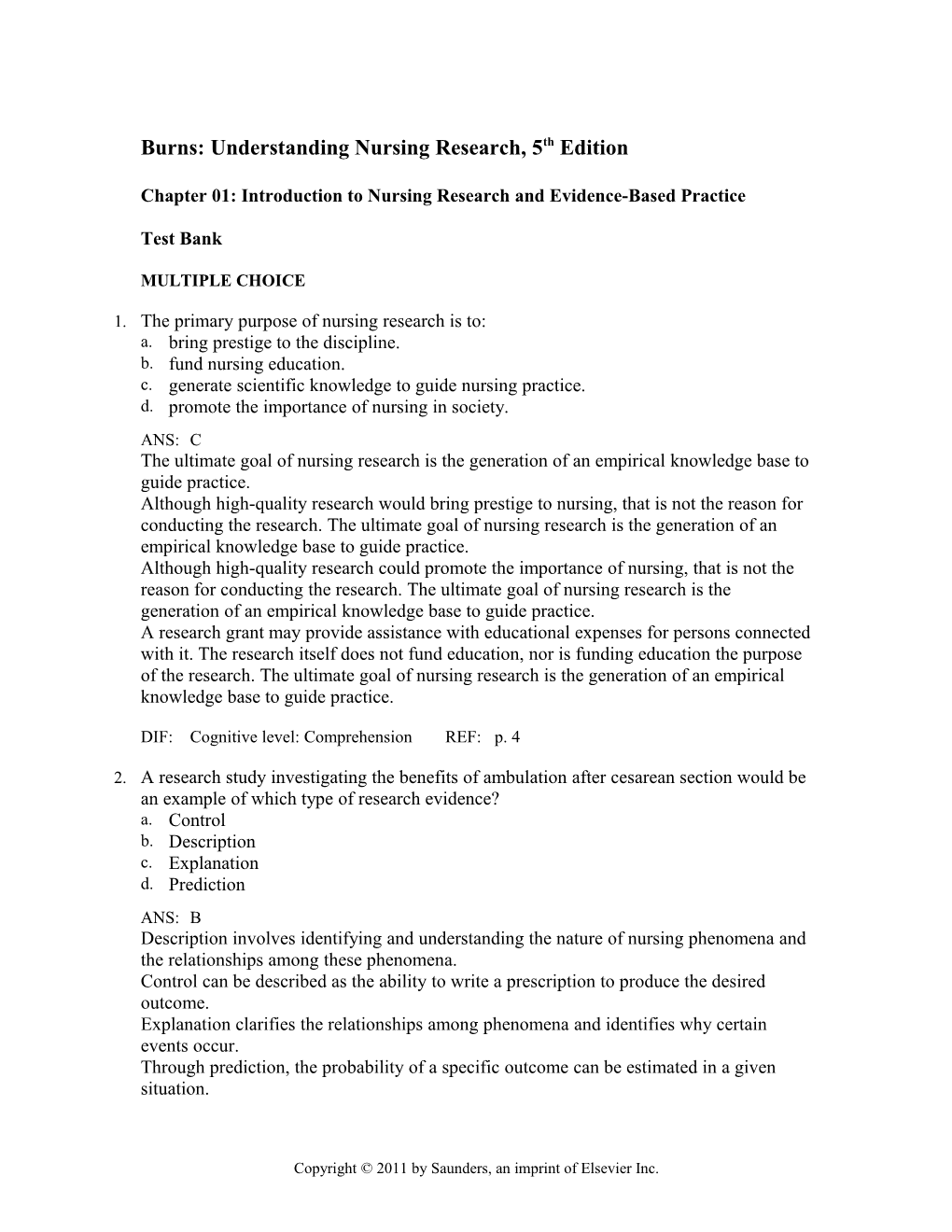 Burns: Understanding Nursing Research, 5Th Edition