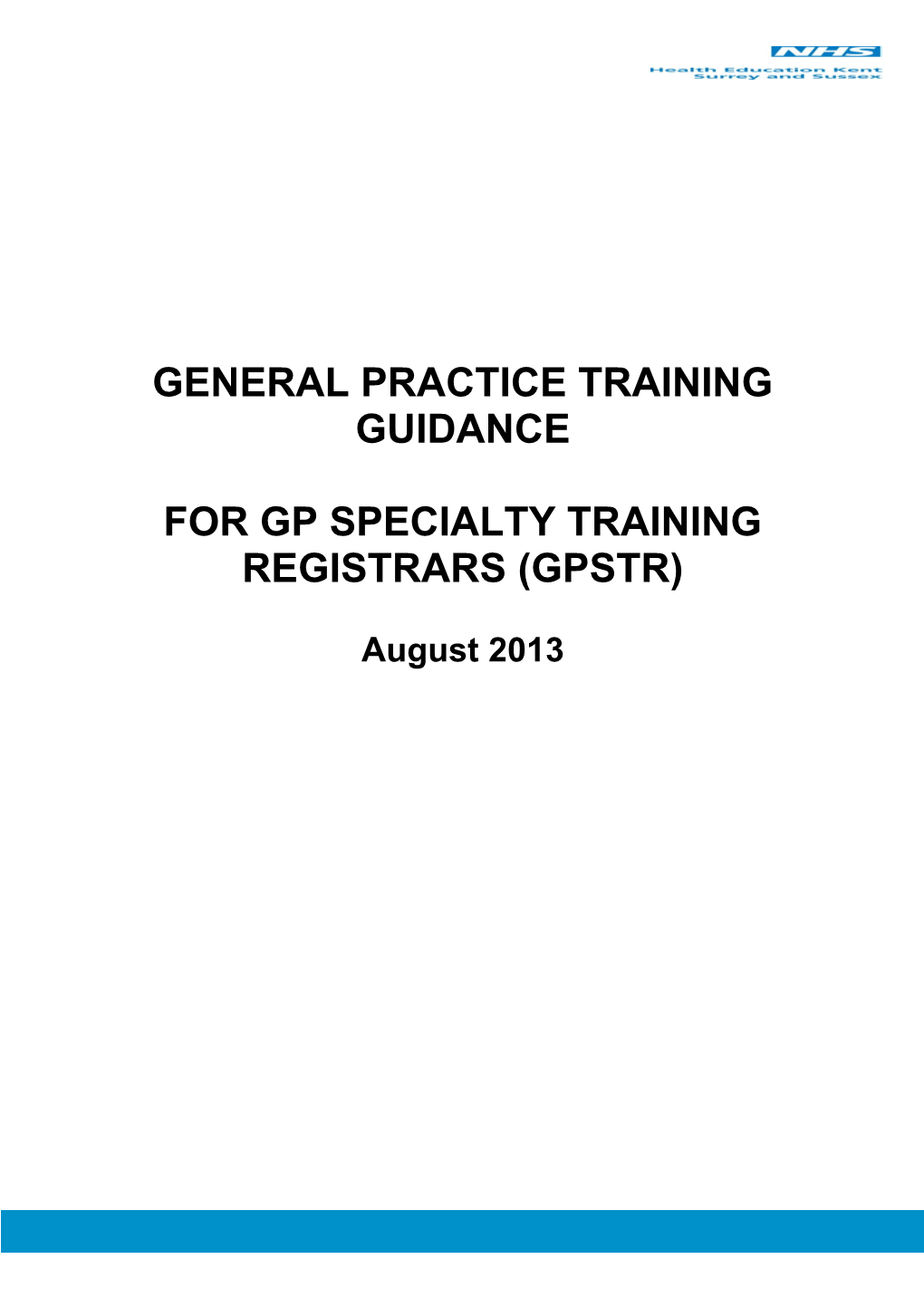 General Practice Training Guidance