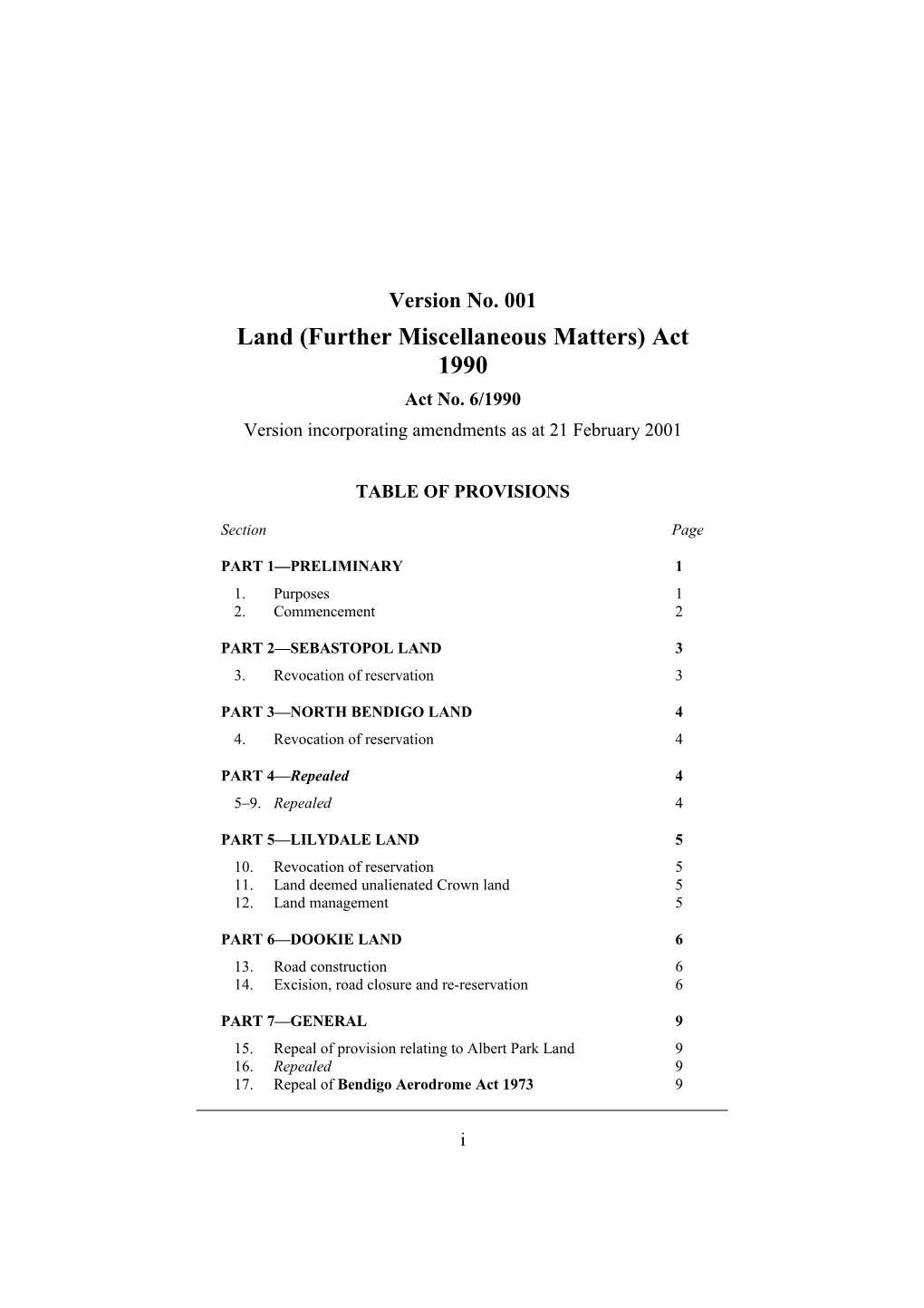 Land (Further Miscellaneous Matters) Act 1990