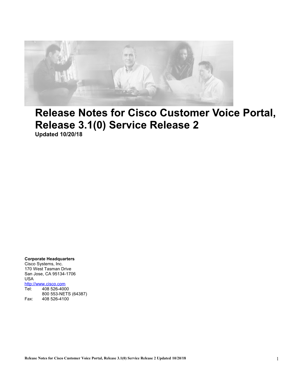 Release Notes for Cisco Customer Voice Portal