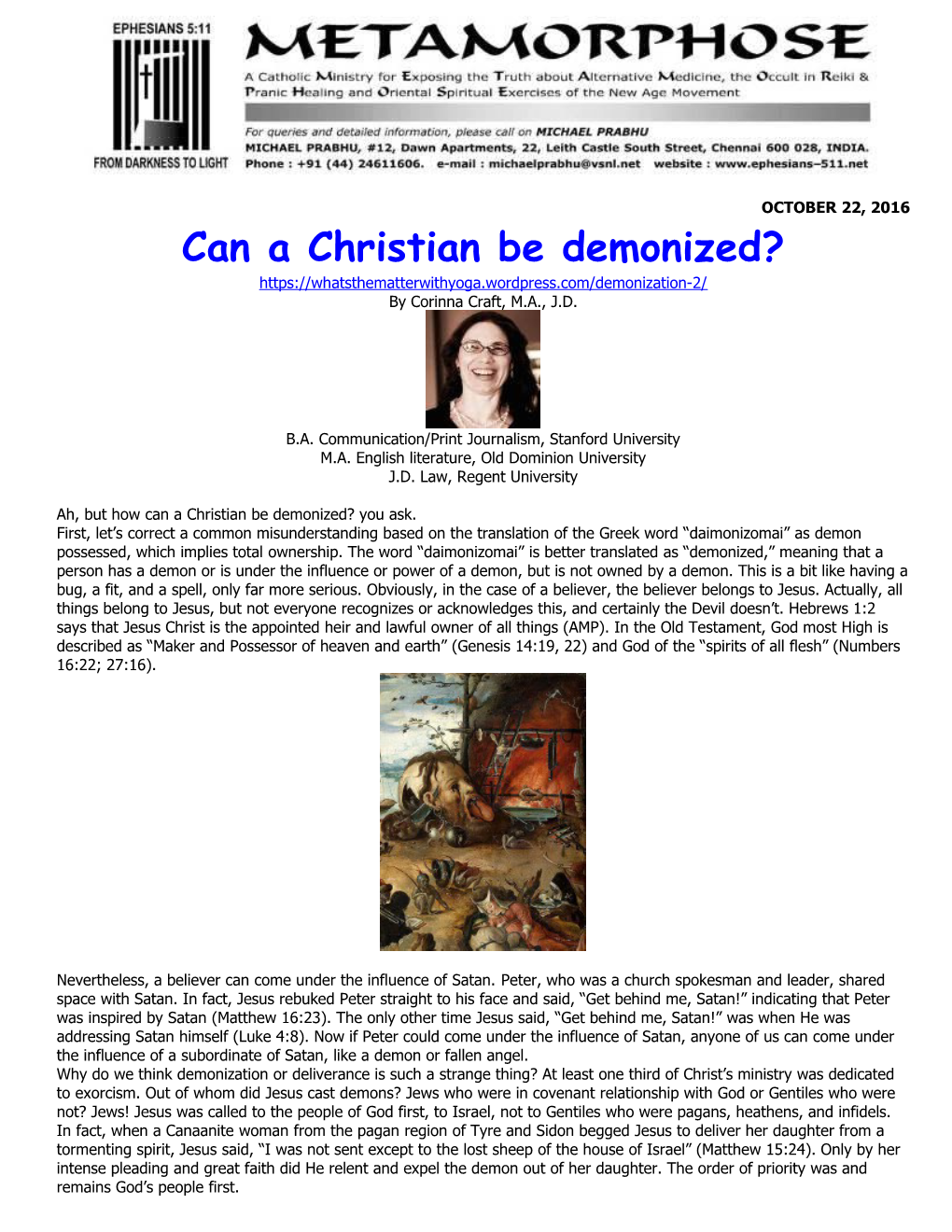 Can a Christian Be Demonized?