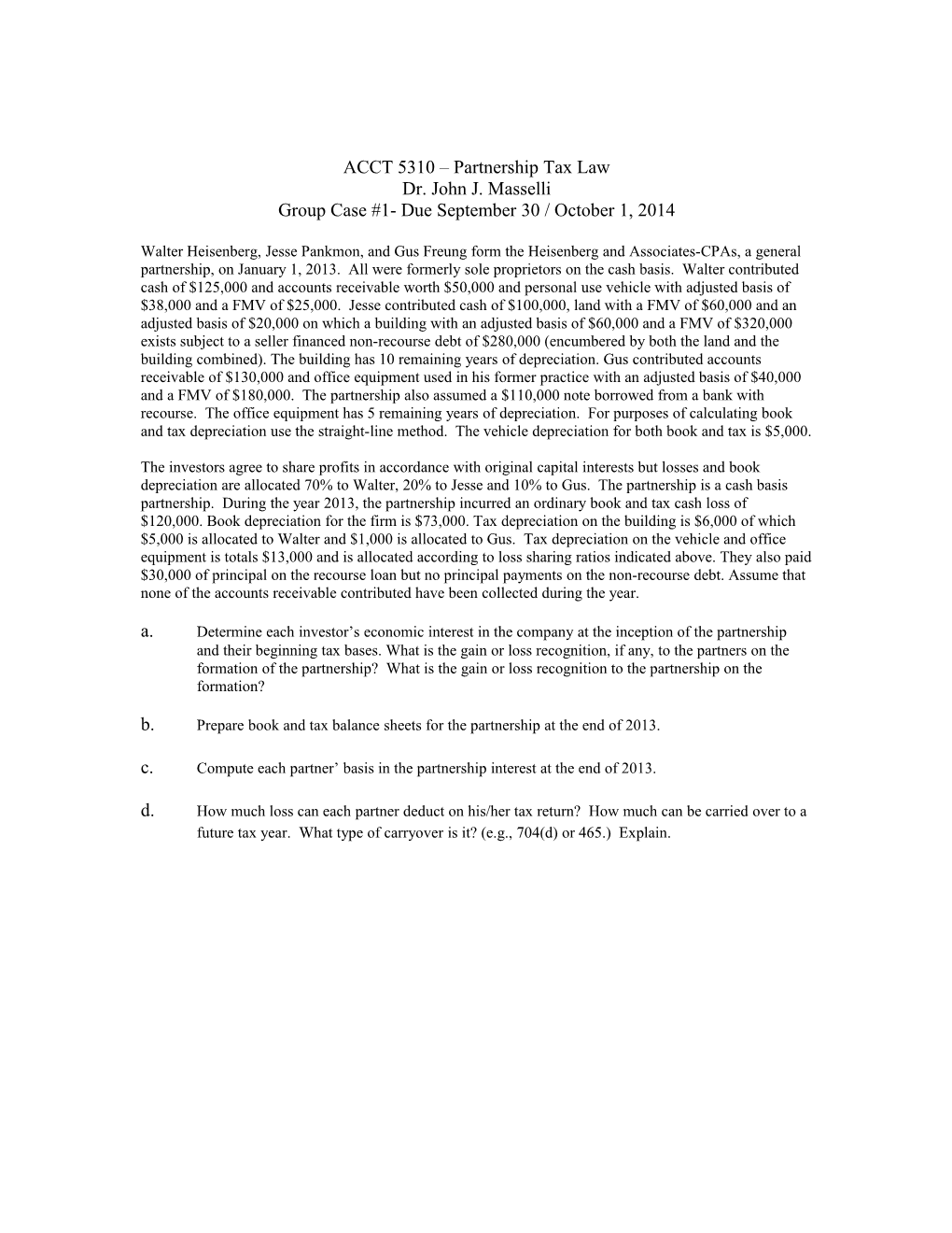 ACCT 5308 Partnership Tax Law