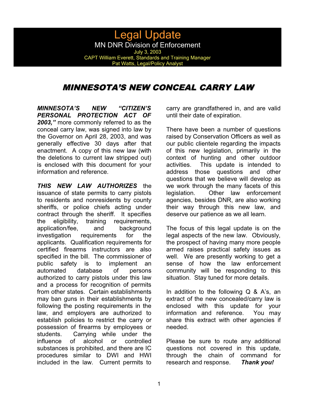 Minnesota S New Conceal Carry Law