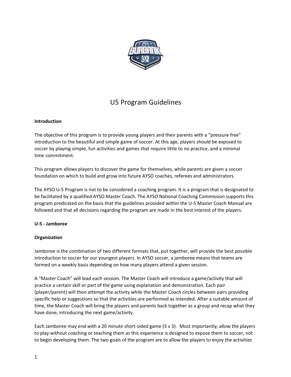 U5 Program Guidelines