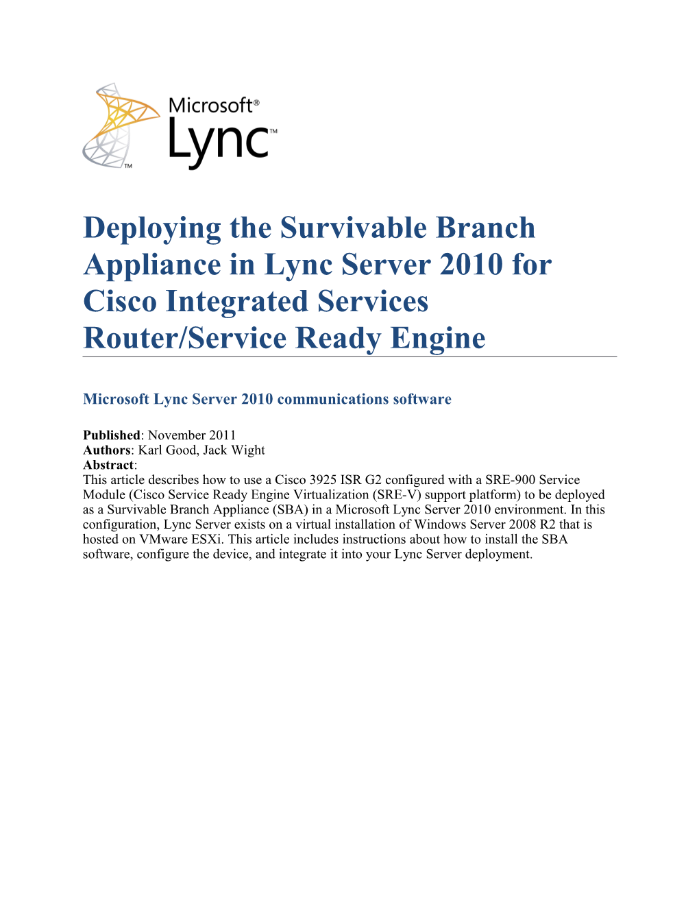 Microsoft Lync Server 2010 Communications Software