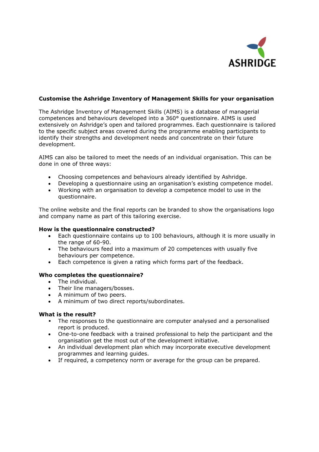 What Is the Ashridge Inventory of Management Skills