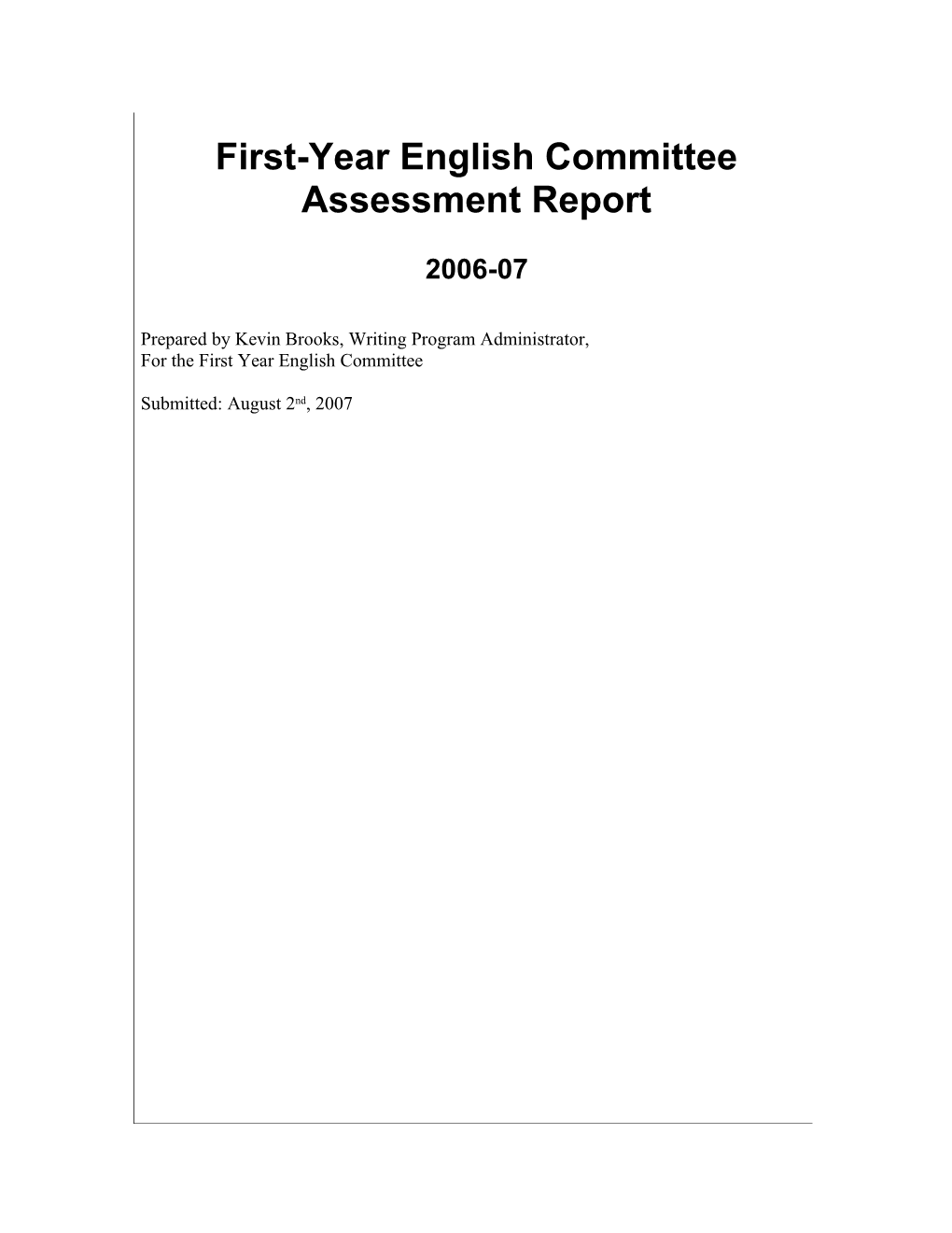 First-Year English Committee Assessment Report