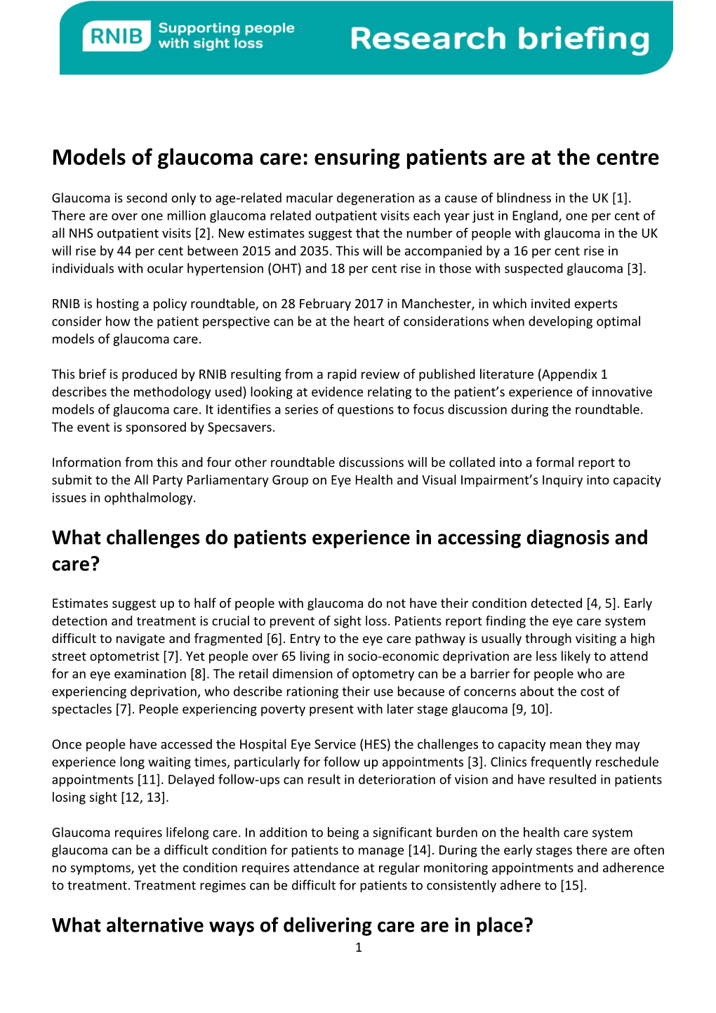 Models of Glaucoma Care: Ensuring Patients Are at the Centre