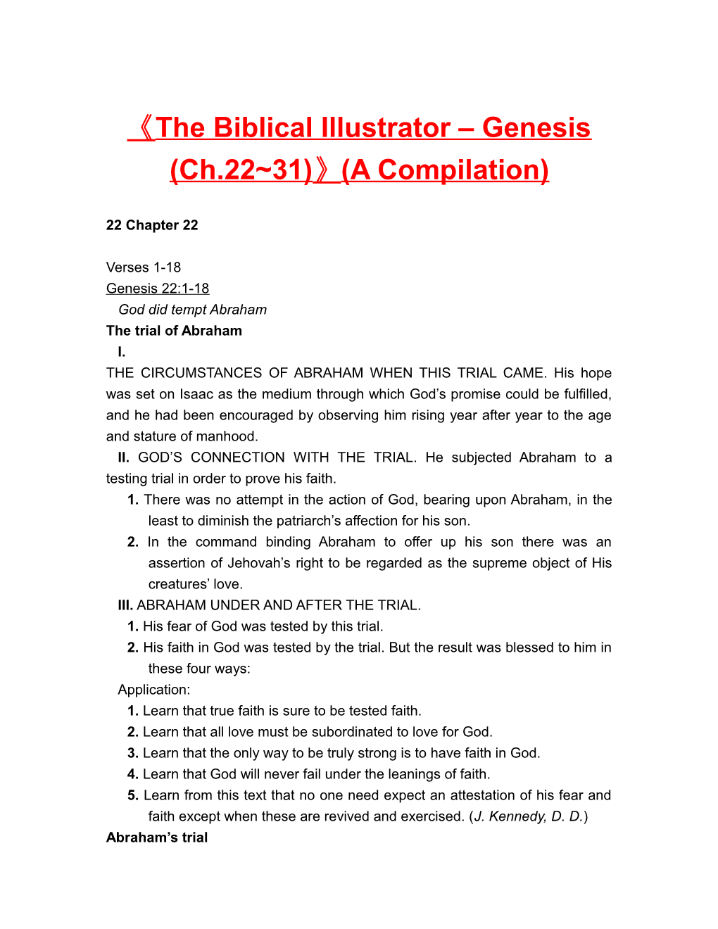 The Biblical Illustrator Genesis (Ch.22 31) (A Compilation)