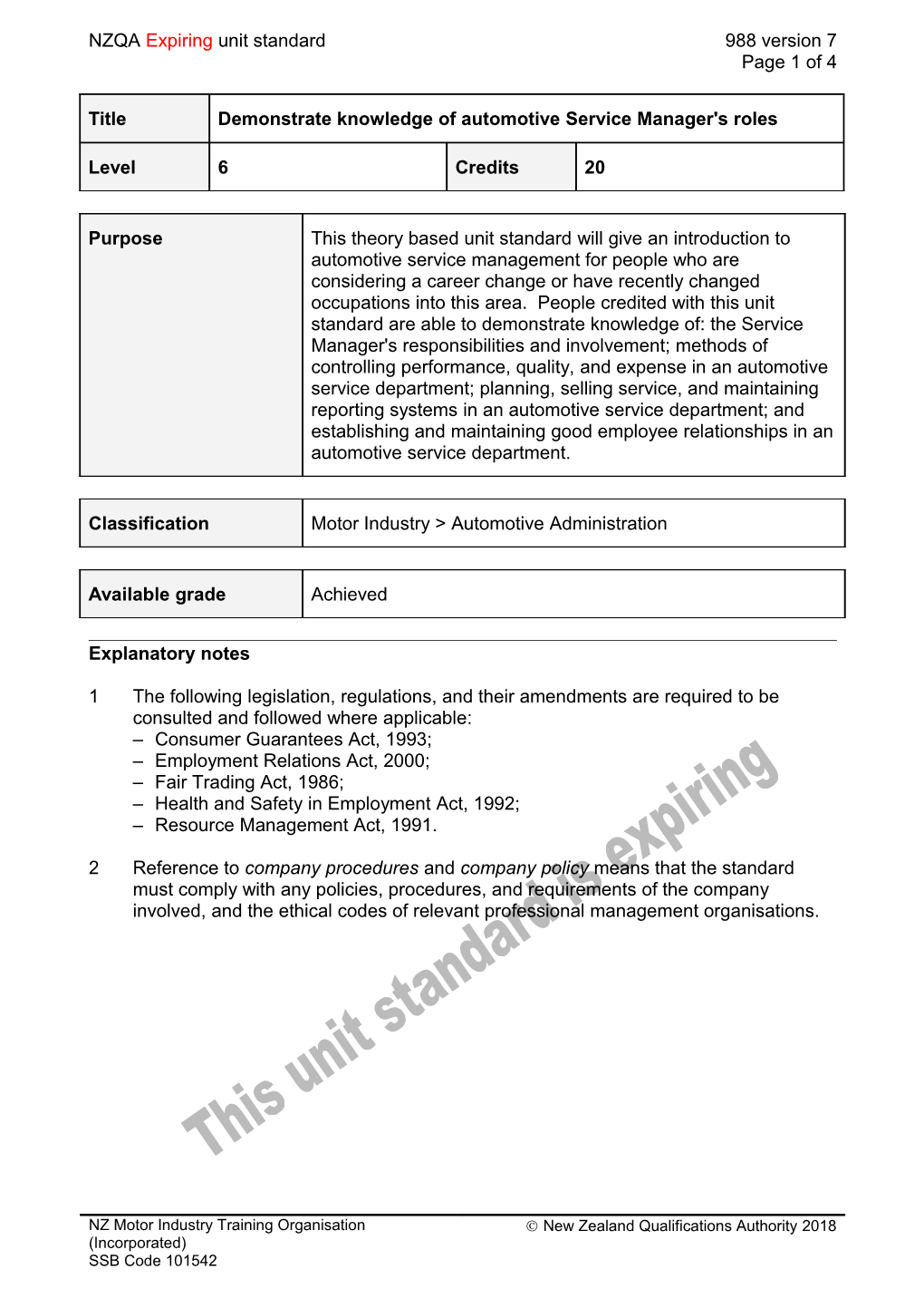 988 Demonstrate Knowledge of Automotive Service Manager's Roles