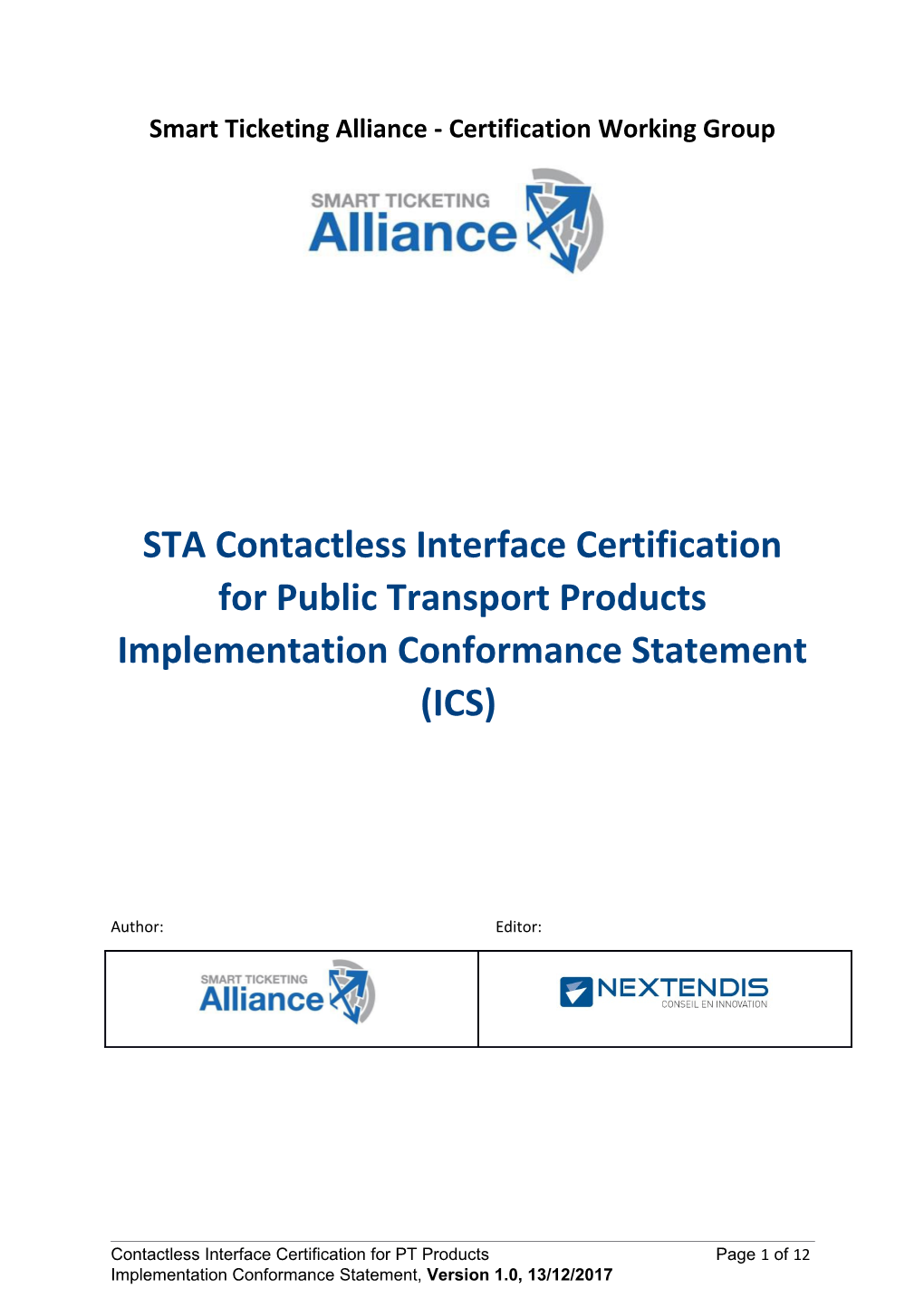 STA Implementation Conformance Statement (ICS)