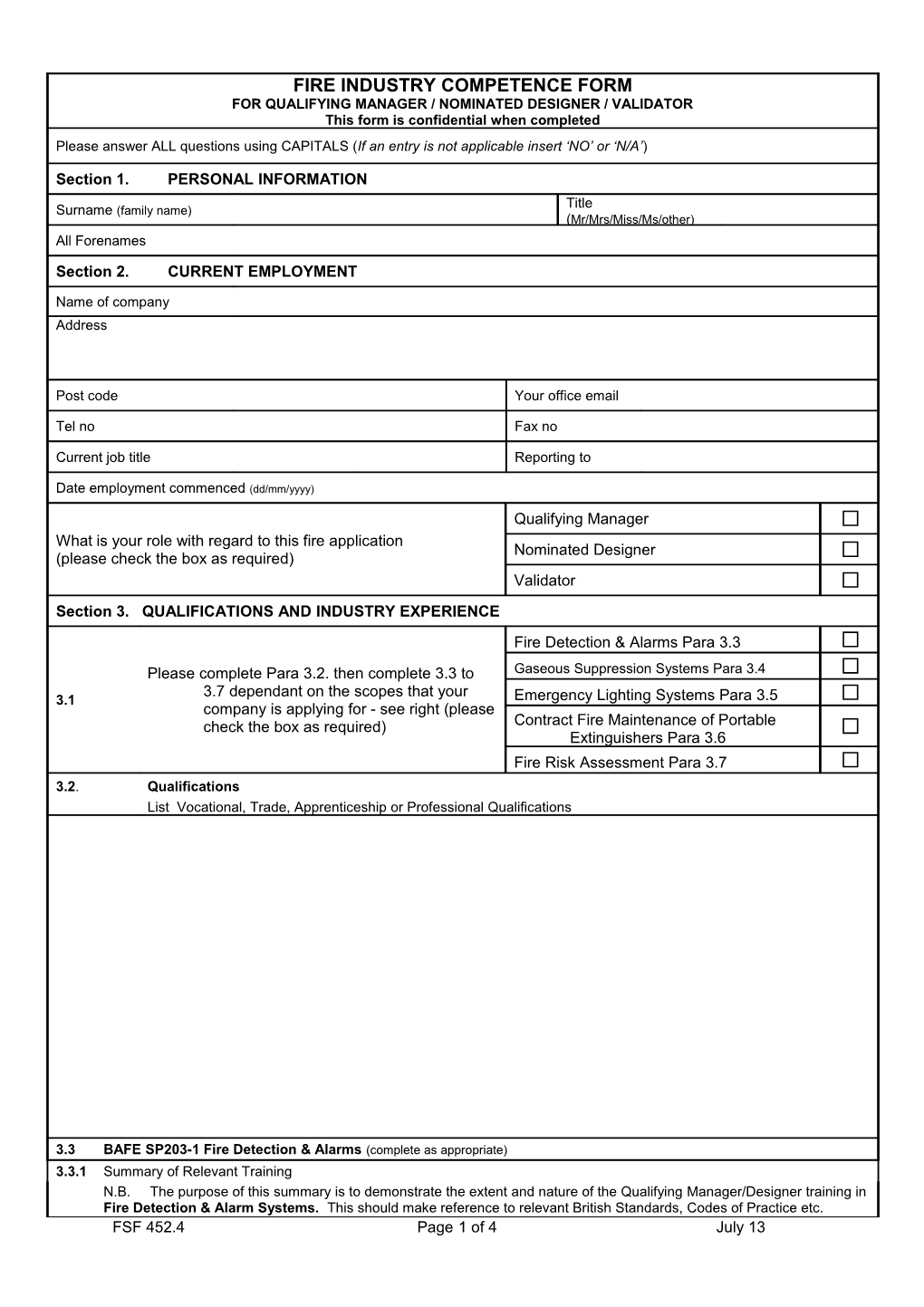 Confidential Personal Data Form