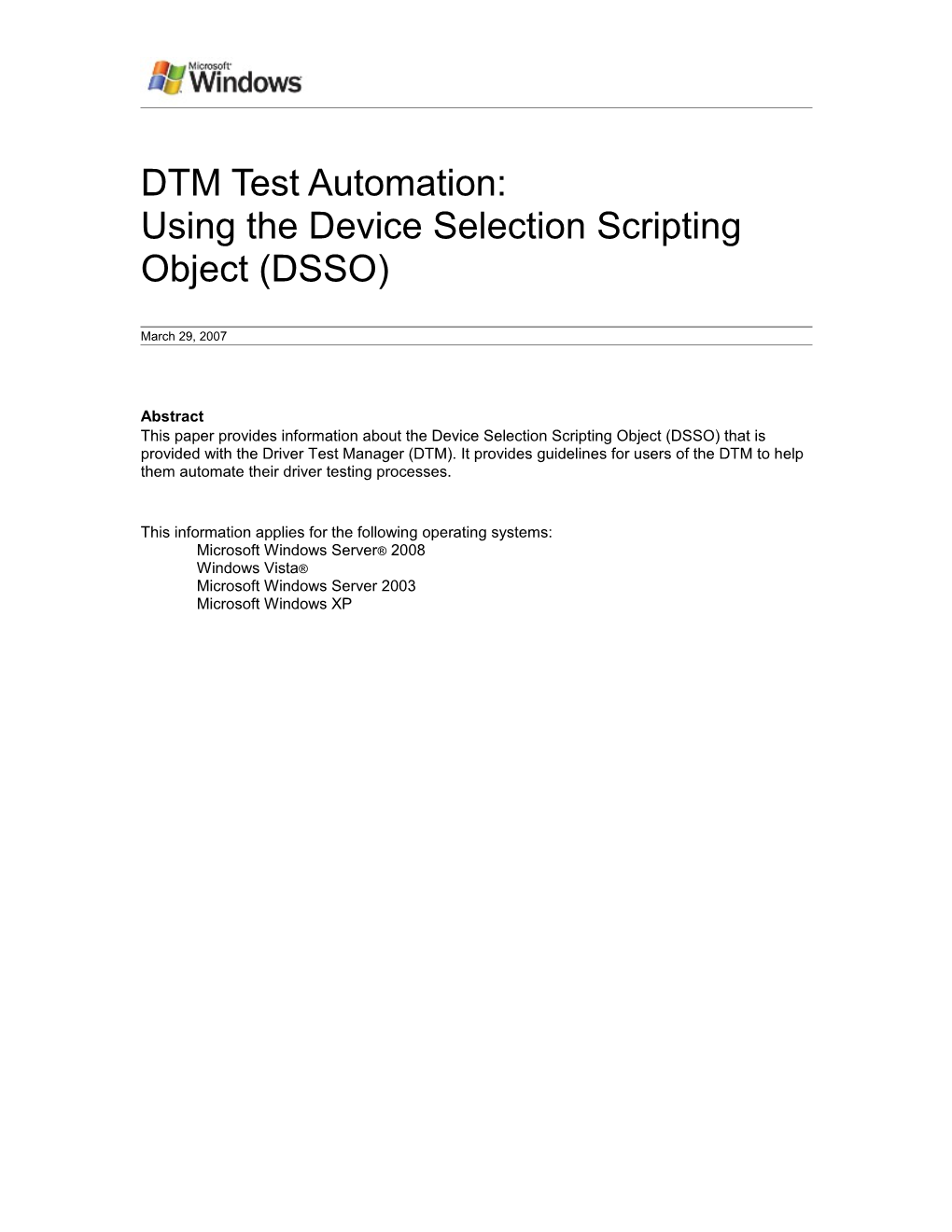 DTM Test Automation