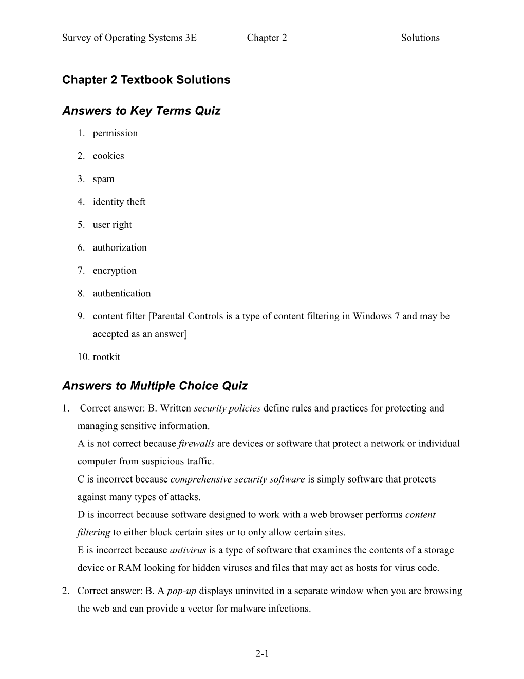 Answers to Key Terms Quiz