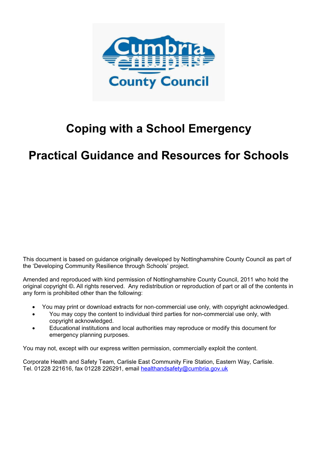 Coping with a School Emergency Guidance