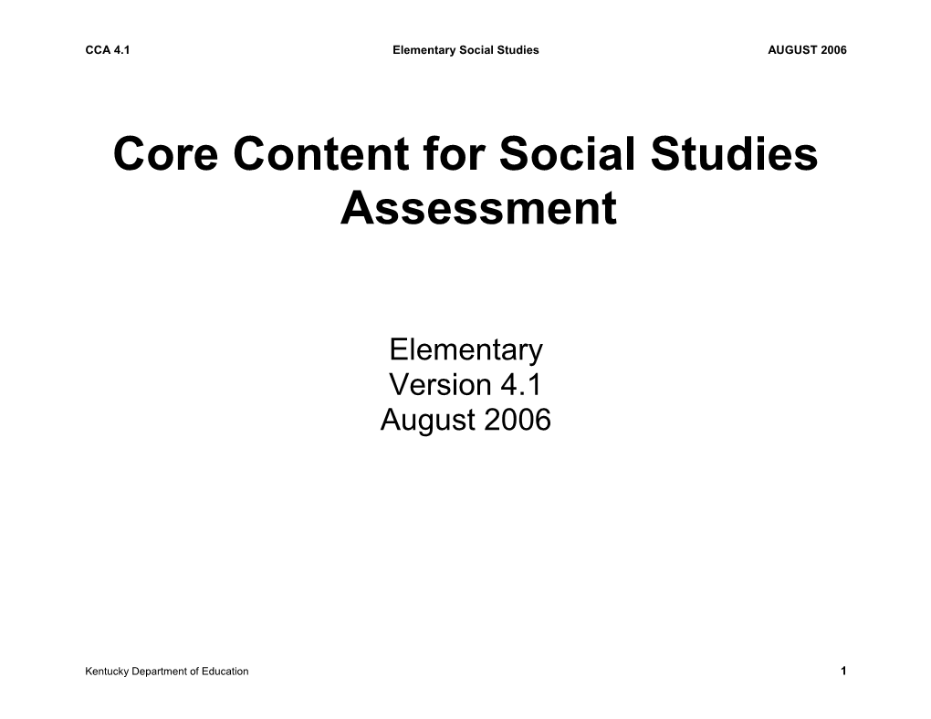 Core Content for Social Studies Assessment Elementary