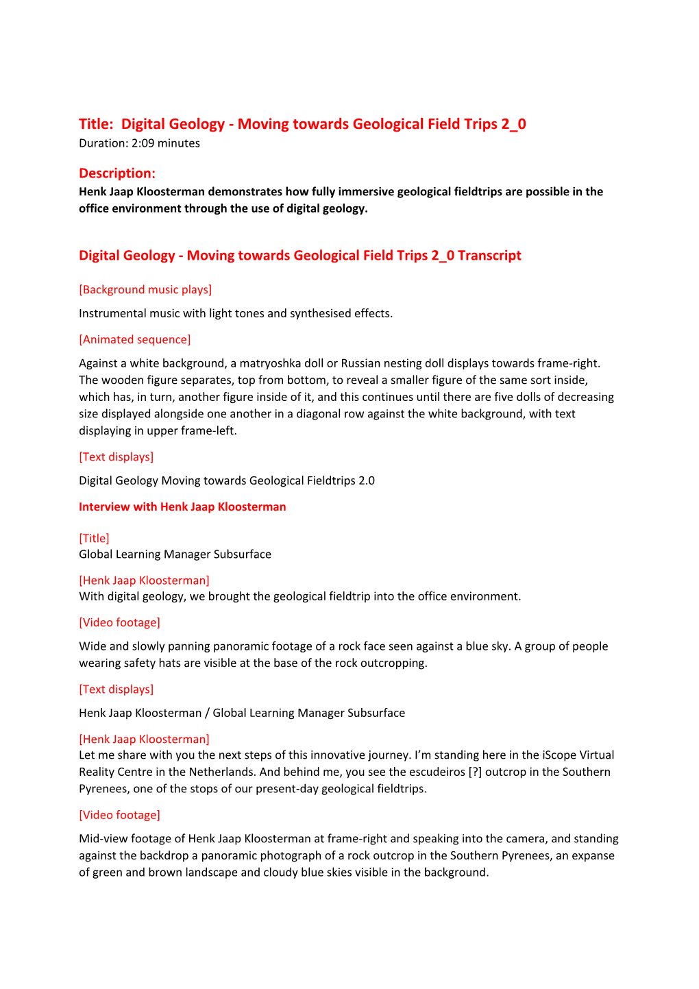 Title:Digital Geology - Moving Towards Geological Field Trips 2 0