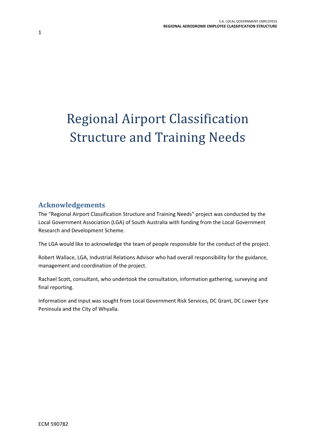 Regional Aerodrome Employee Classification Structure