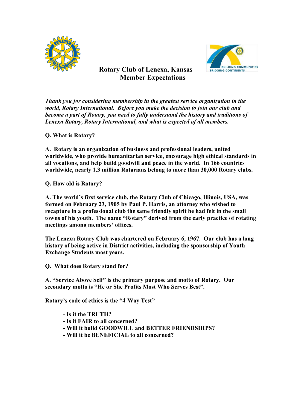 Rotary Club of Lenexa, Kansas