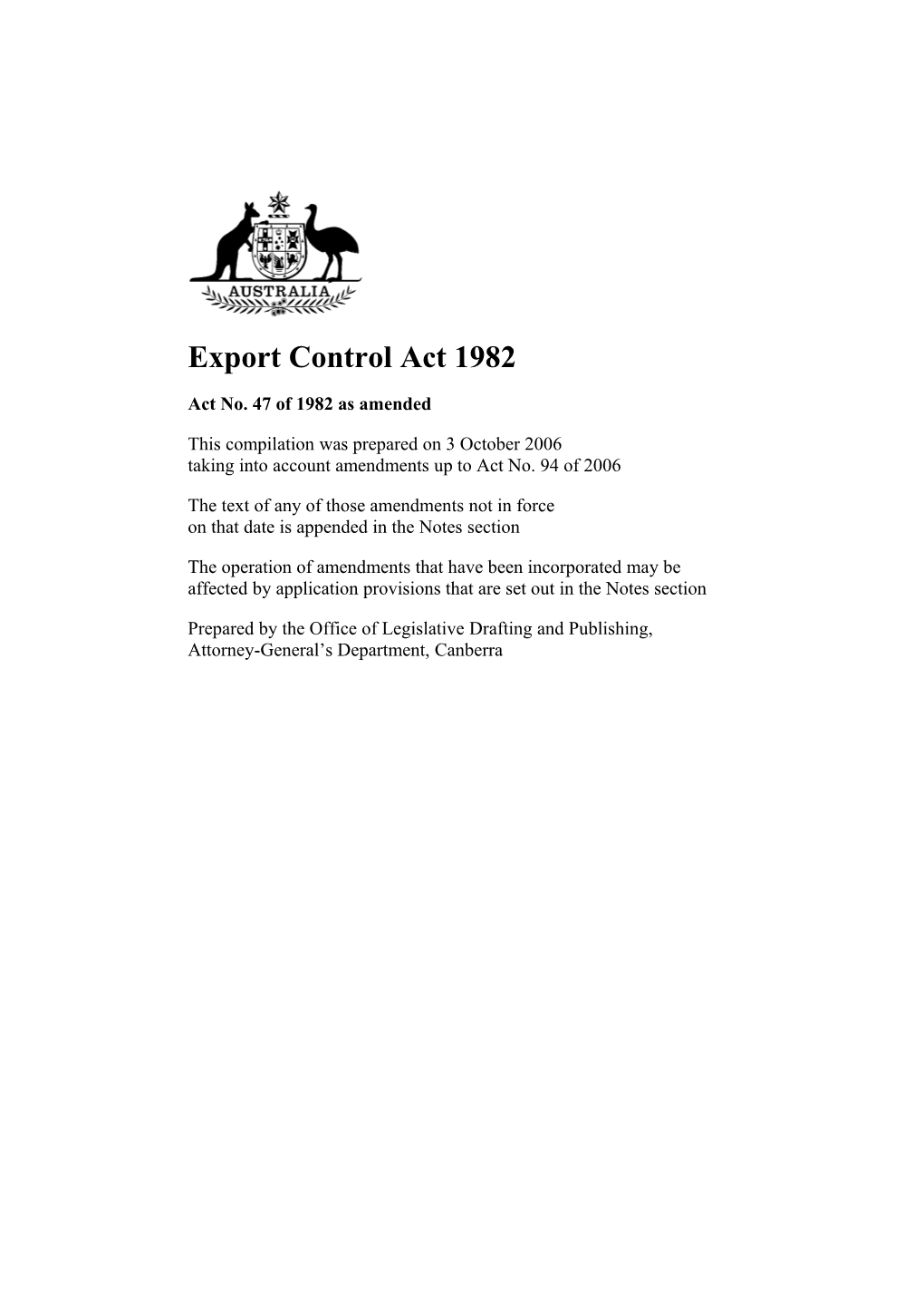 Export Control Act 1982