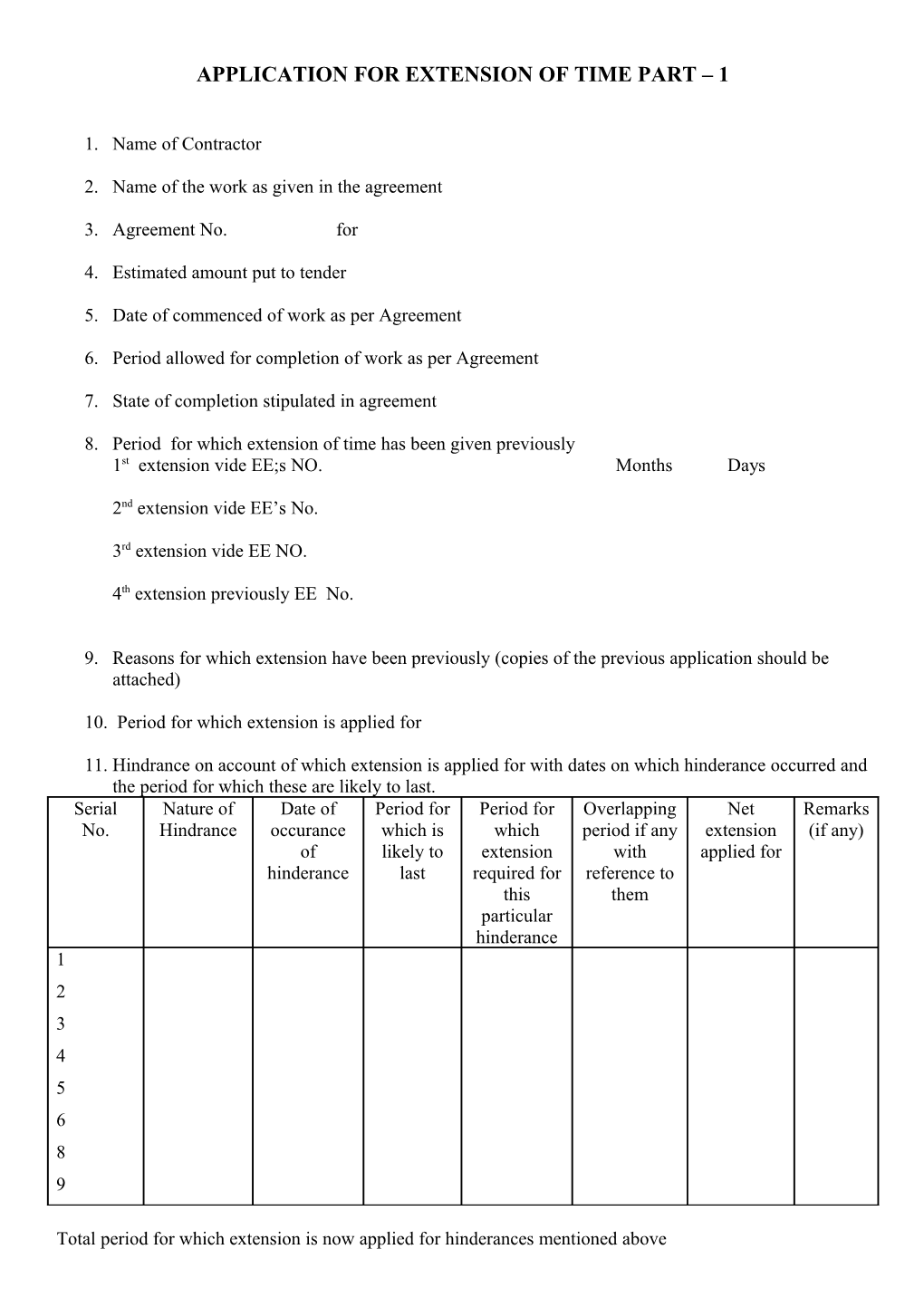 Application for Extension of Time Part 1