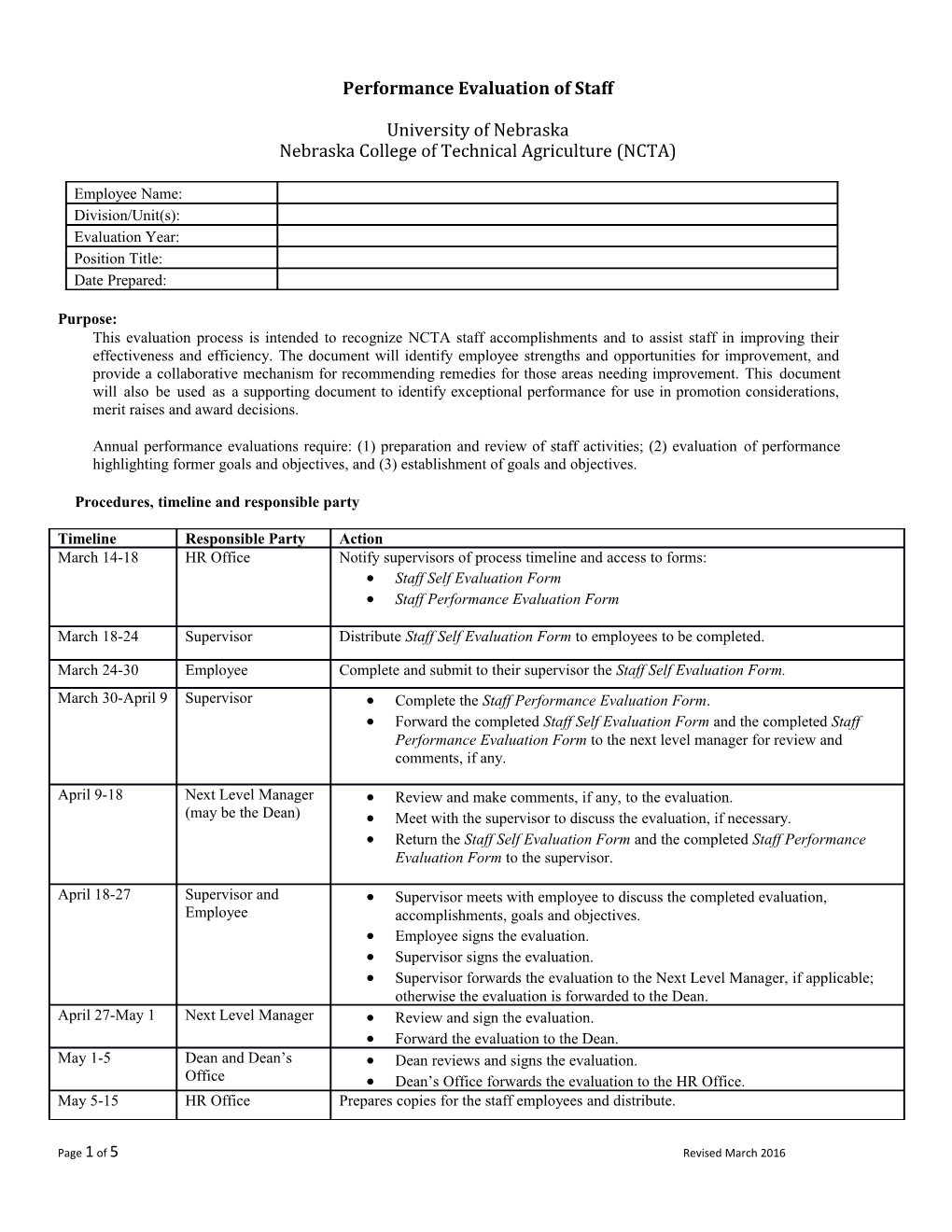 Performanceevaluation of Staff