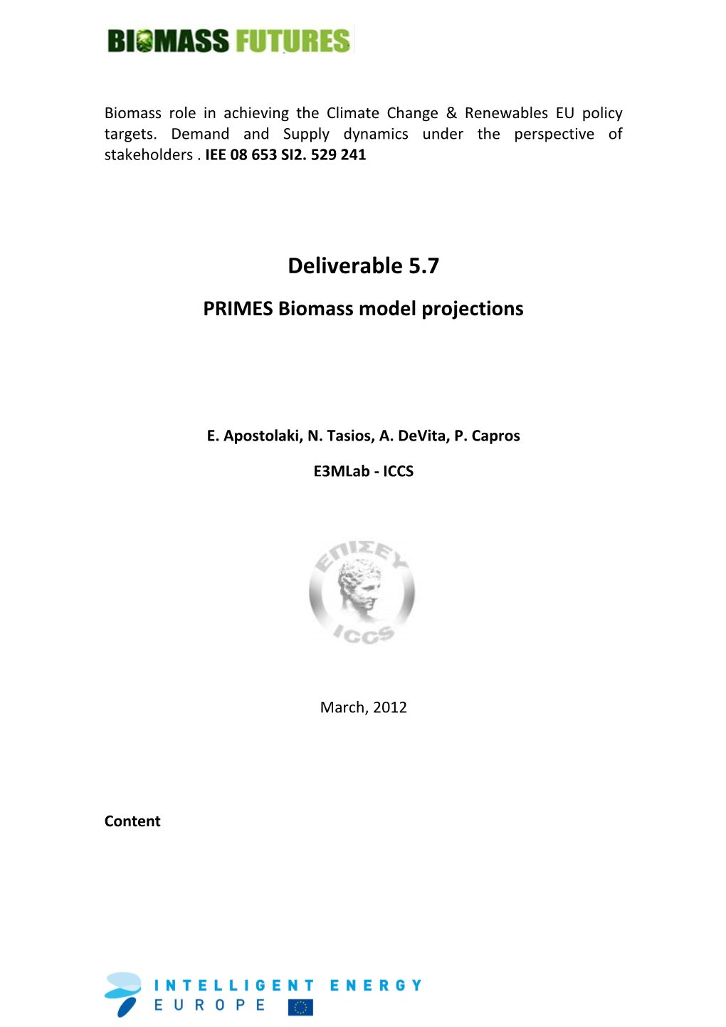 PRIMES Biomass Model Projections