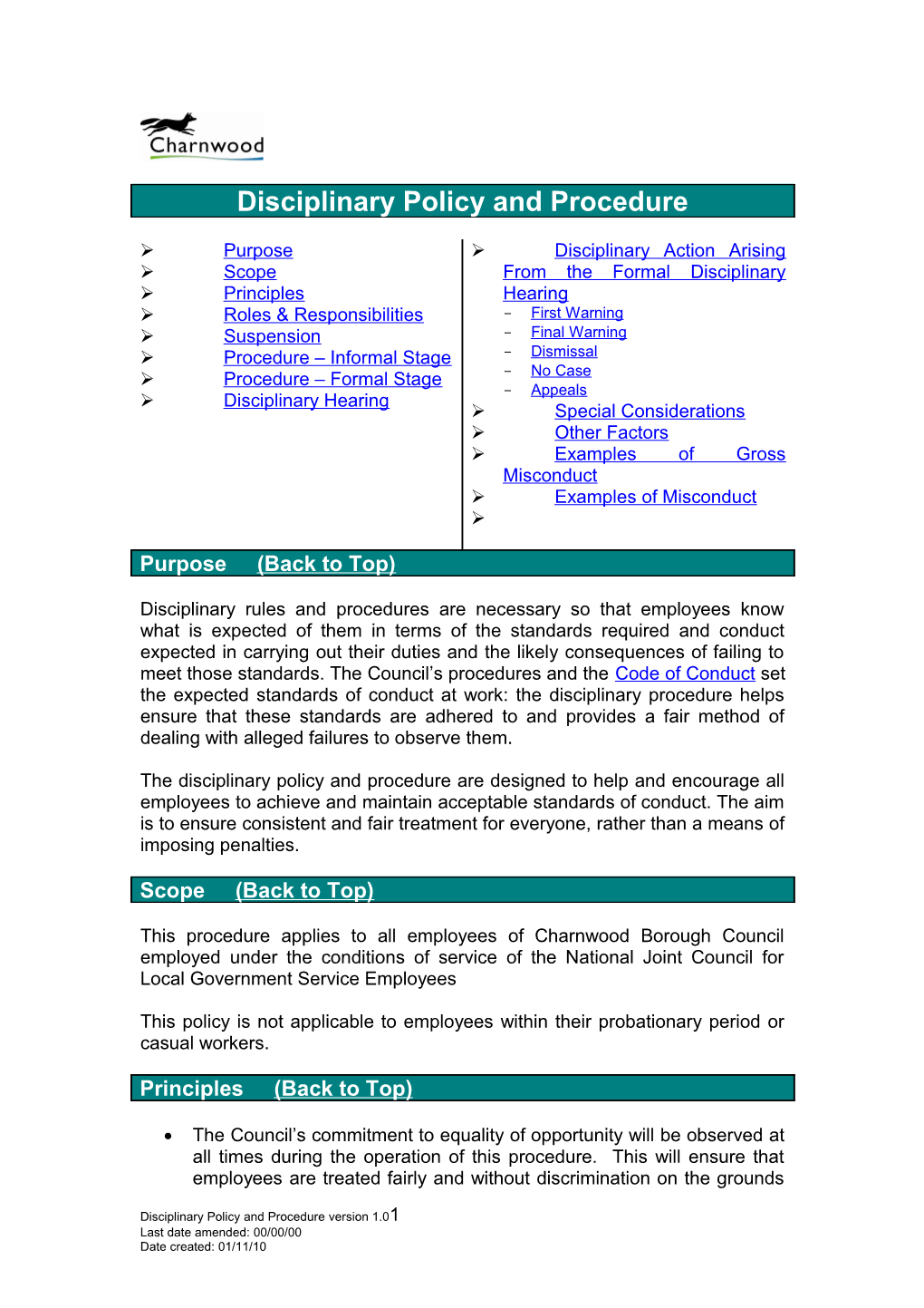 Charnwood Disciplinary Policy and Procedure