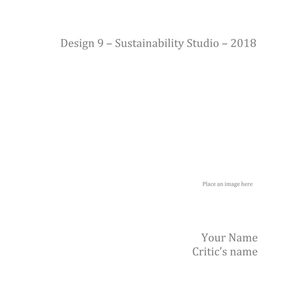 Design 9 Sustainability Studio 2018