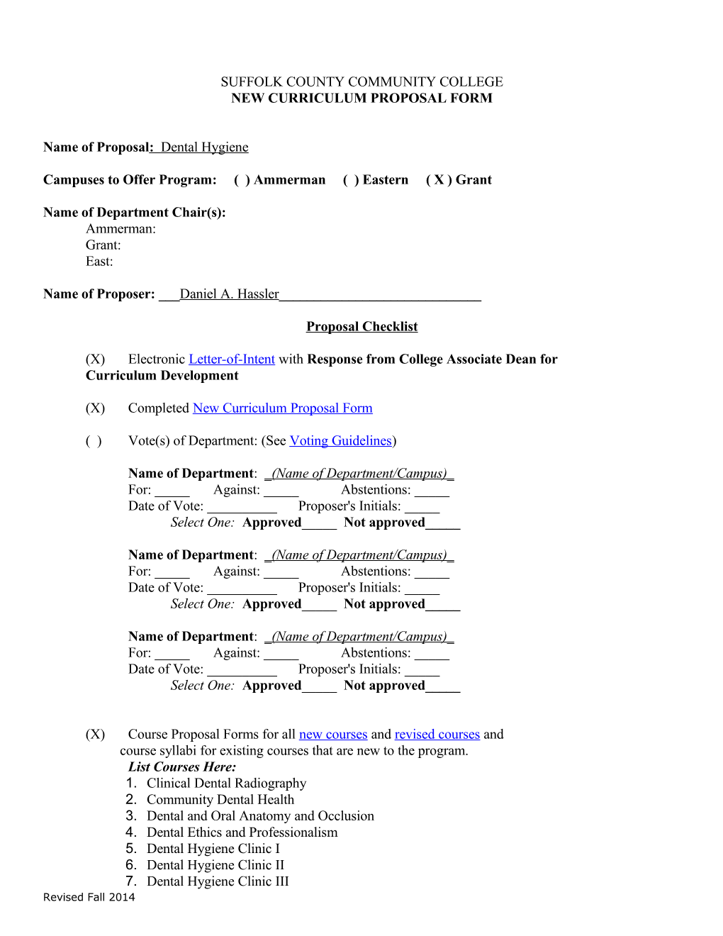 New Curriculum Proposal Form