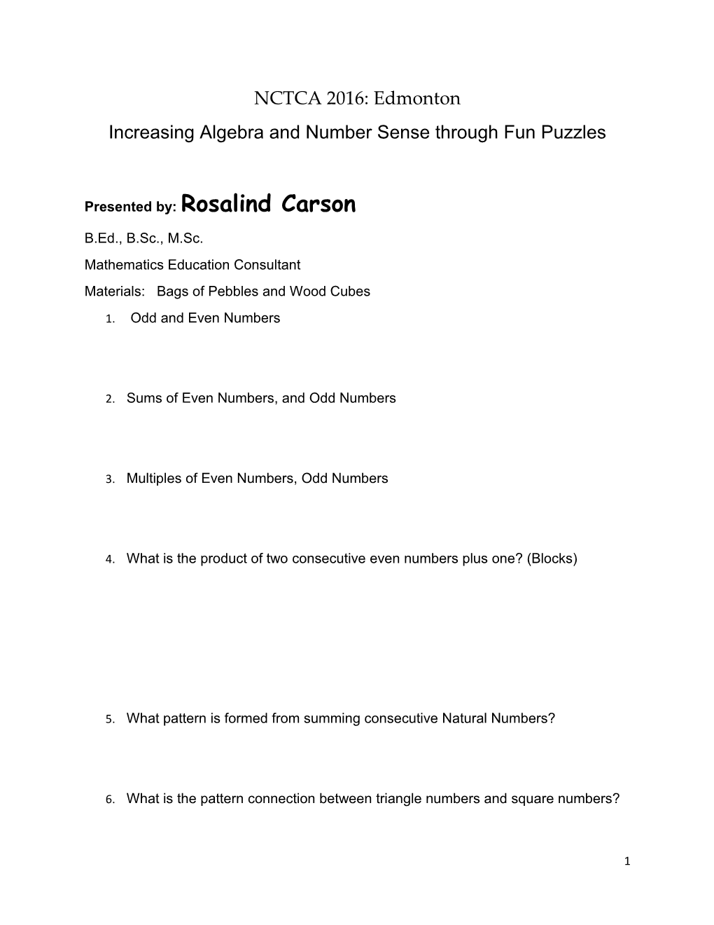 Increasing Algebra and Number Sense Through Fun Puzzles