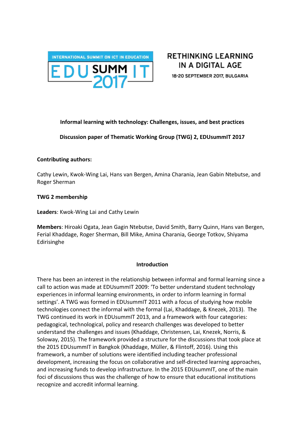 Informal Learning with Technology: Challenges, Issues, and Best Practices