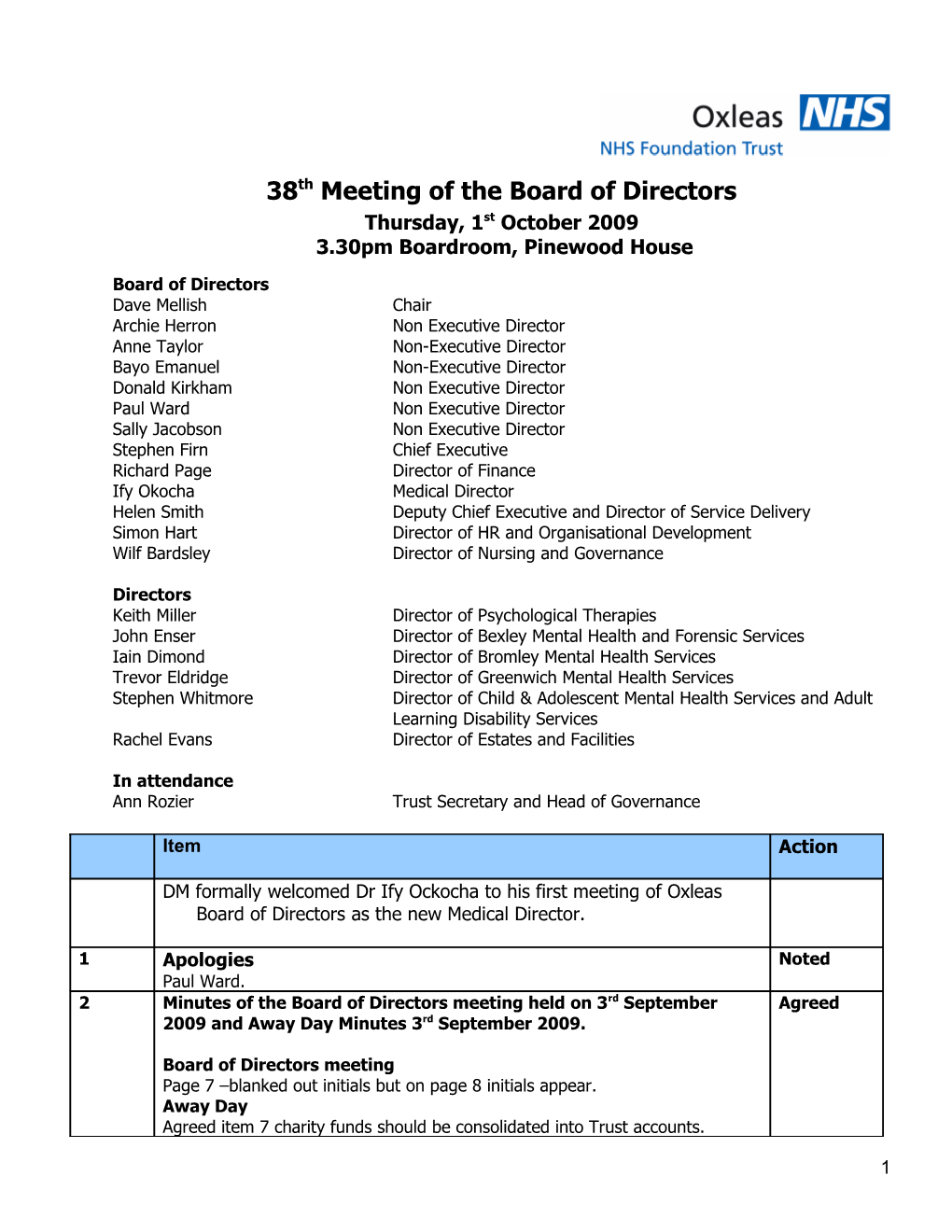 38Thmeeting of the Board of Directors