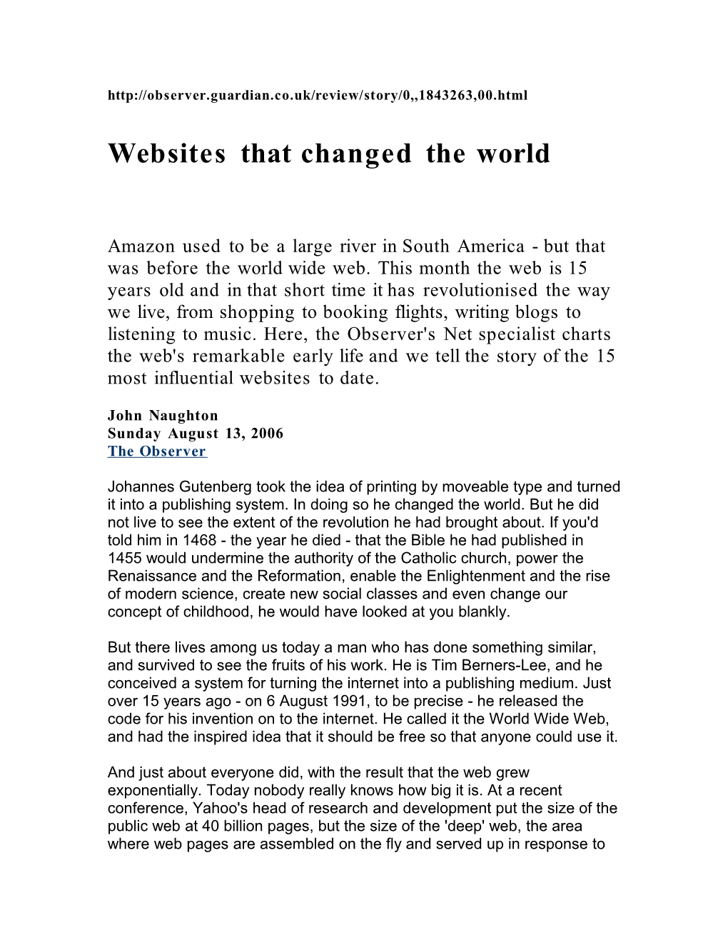 Websites That Changed the World