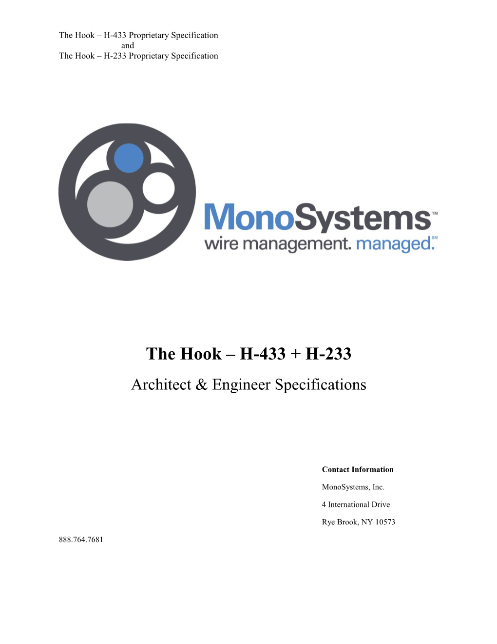 The Hook H-433 Proprietary Specification