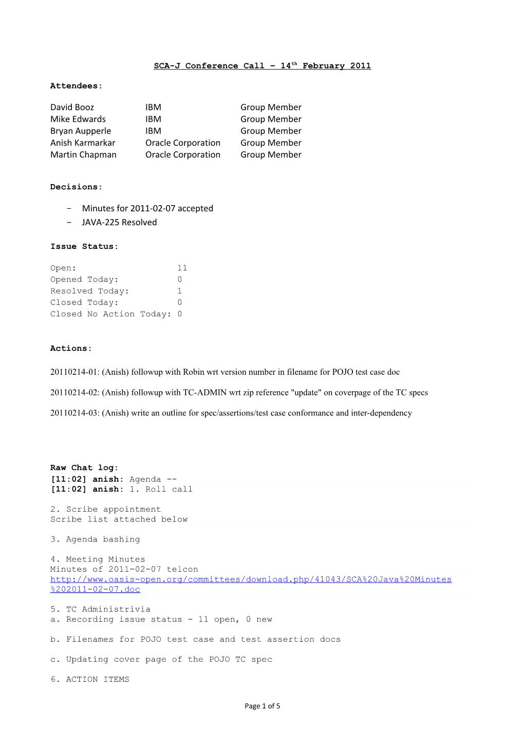 SCA-J Conference Call Minutes 10Th May 2010