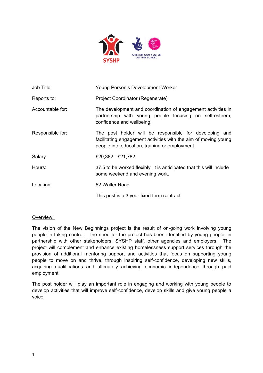 Job Title:Young Person S Development Worker