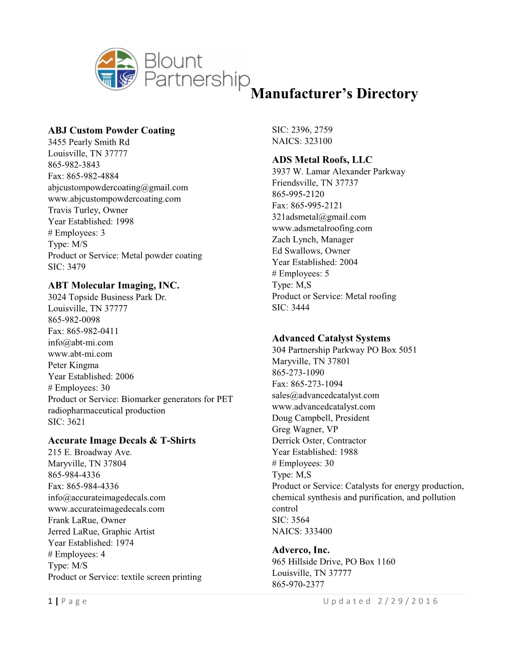 Manufacturer S Directory